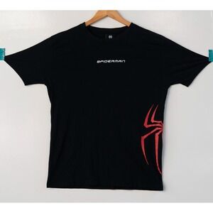 SpidermanT-Shirt Black Red White Puff Print Size M
